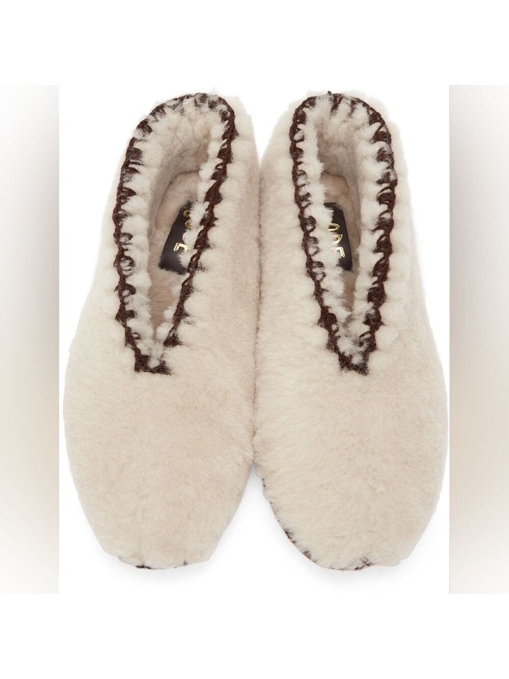Bode Beige Greco Shearling Slippers size 46 BNWB (no lid)